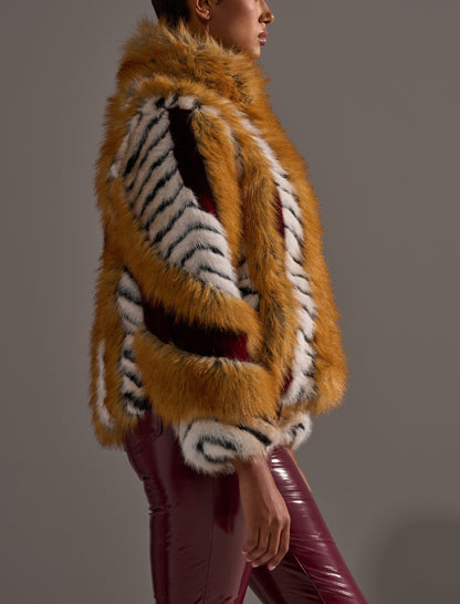 Burgundy Faux Fur Coat