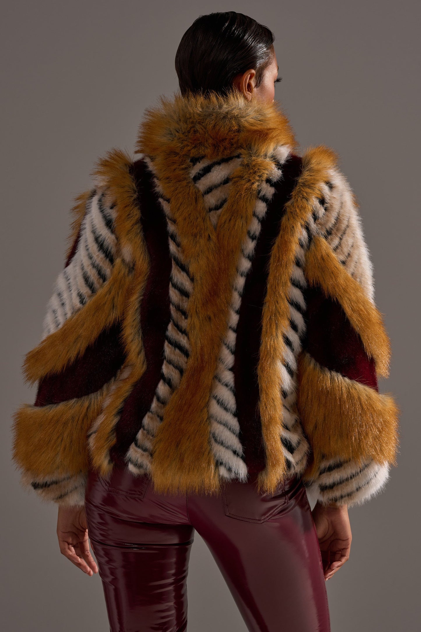 Burgundy Faux Fur Coat