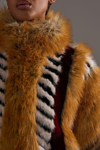 Burgundy Faux Fur Coat