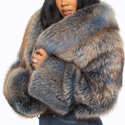 Elegant Faux Fox Fur Coat