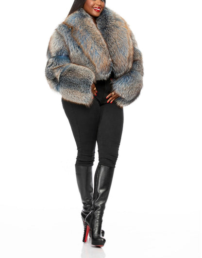 Elegant Faux Fox Fur Coat