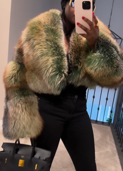 Elegant Faux Fox Fur Coat