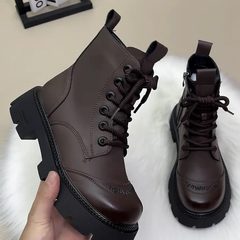 Thick And Soft Soled Fleece-lined Short Martin Boot