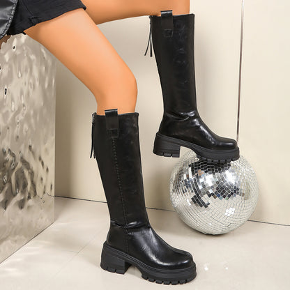 Winter Side-zip Thick-soled High-heeled Riding Boot