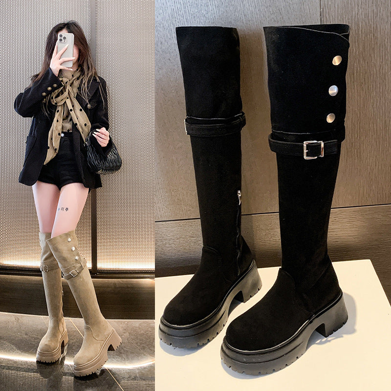 Winter Warm Plush Suede Over Knee Boot