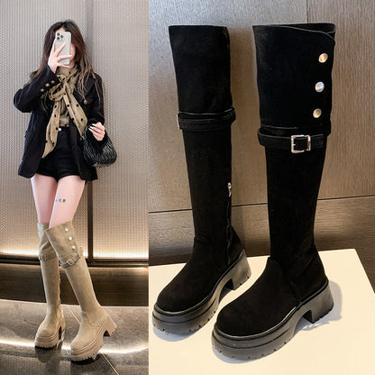 Winter Warm Plush Suede Over Knee Boot