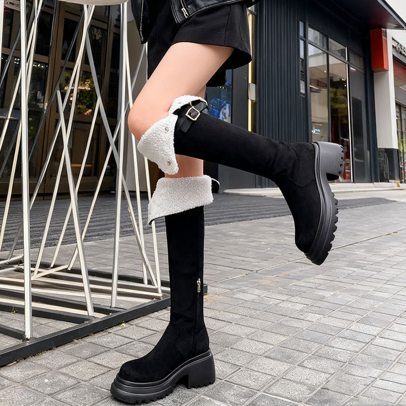 Winter Warm Plush Suede Over Knee Boot