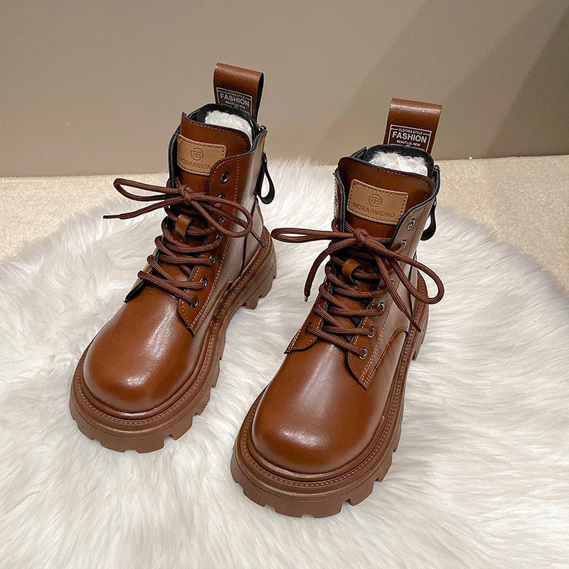 Platform Sole Double-zipper Fleece-lined Martin Boot