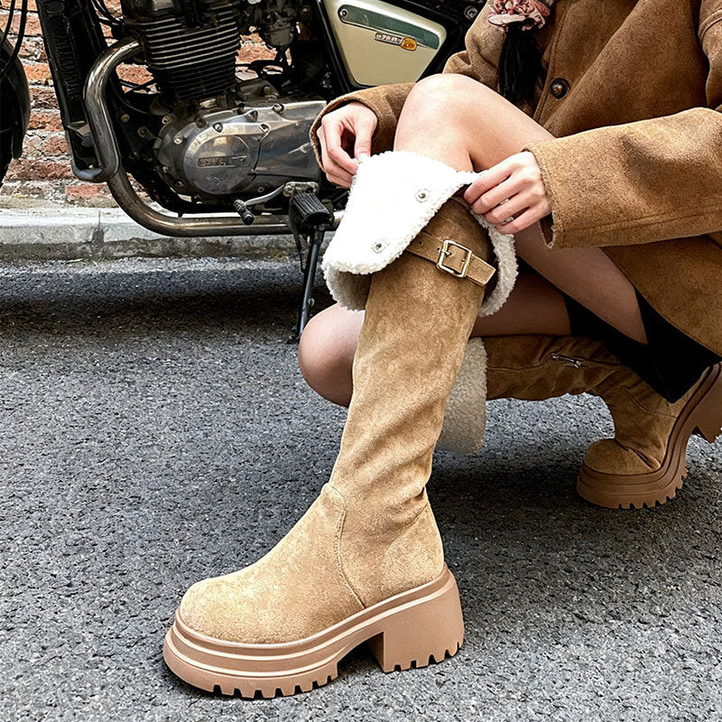 Winter Warm Plush Suede Over Knee Boot