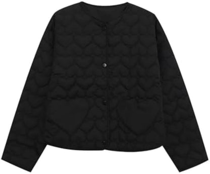 Women's Casual Collarless Long Sleeve Lightweight Quilted Puffer Jackets