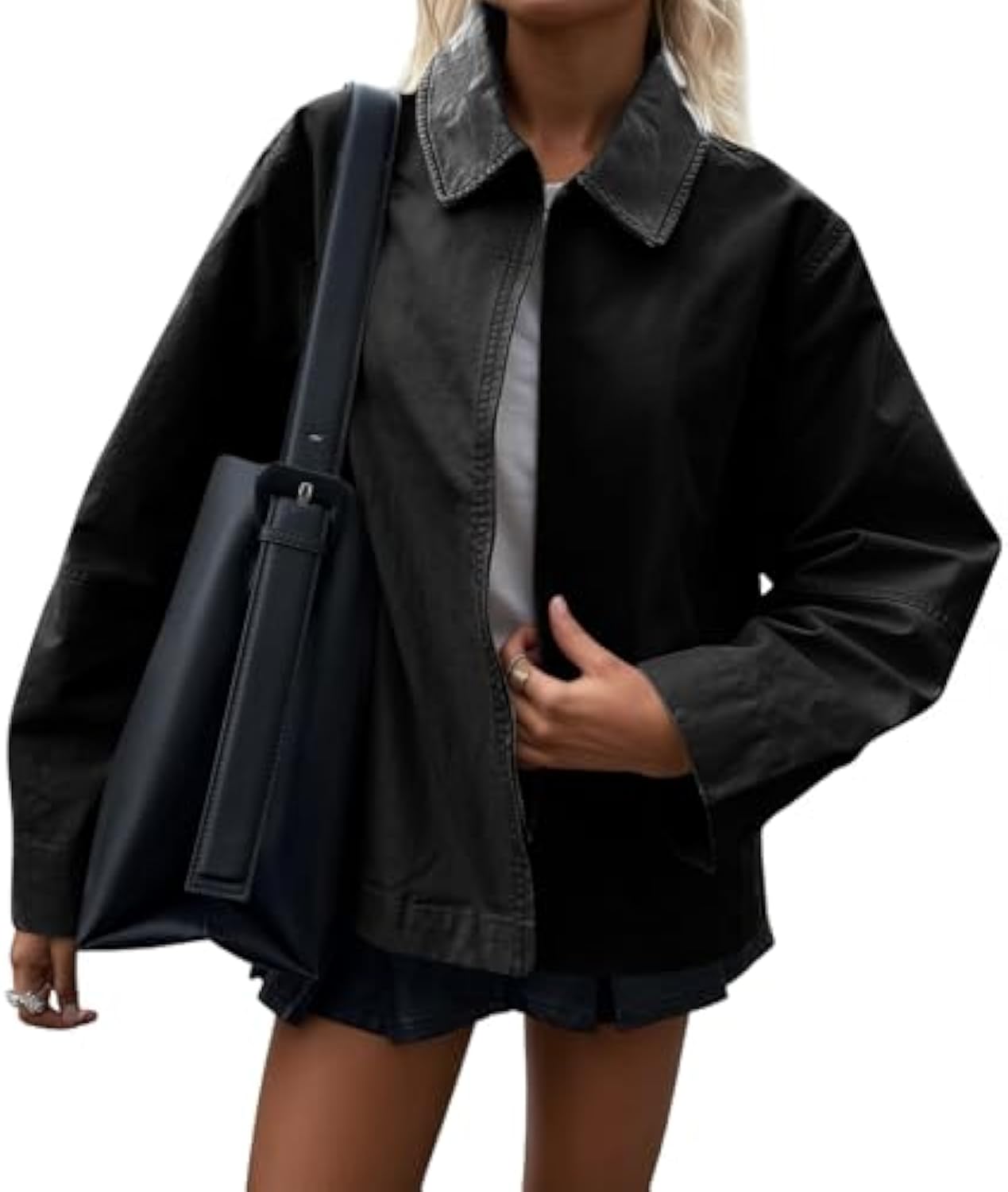 Oversized Fall Casual Lightweight Zip Up Cotton Jackets