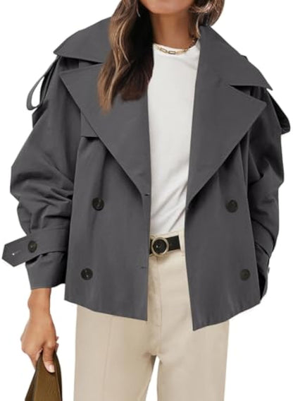 Short Double-breasted Fashionable Jacket With Belt
