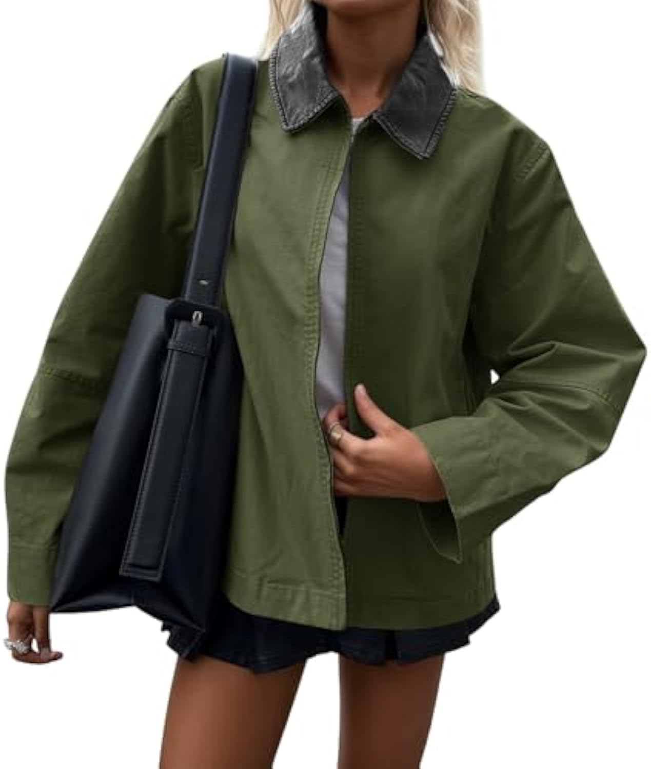 Oversized Fall Casual Lightweight Zip Up Cotton Jackets