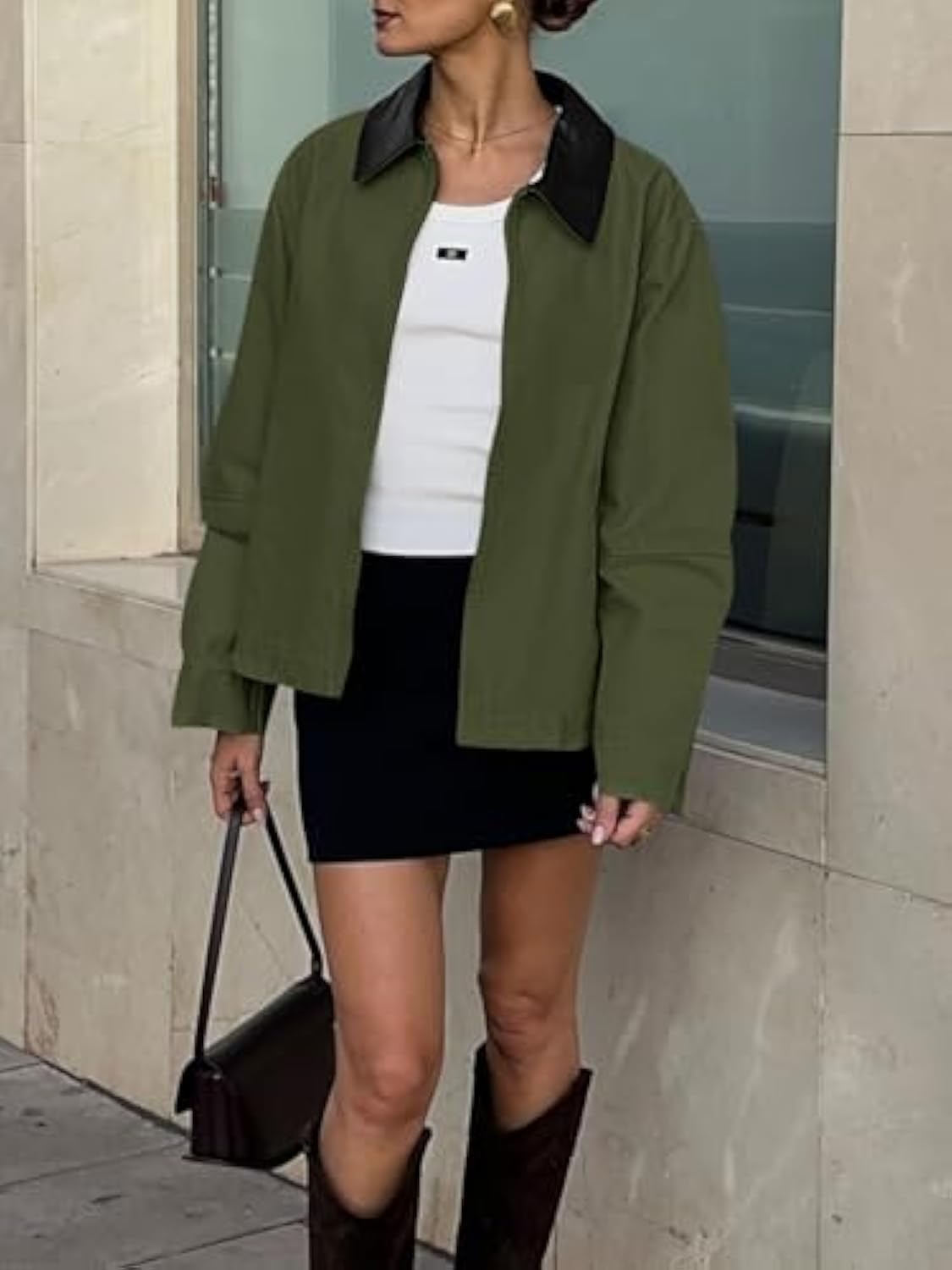 Oversized Fall Casual Lightweight Zip Up Cotton Jackets