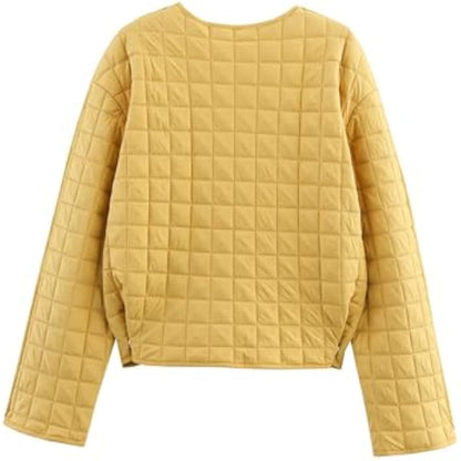 Women's Casual Collarless Long Sleeve Lightweight Quilted Puffer Jackets