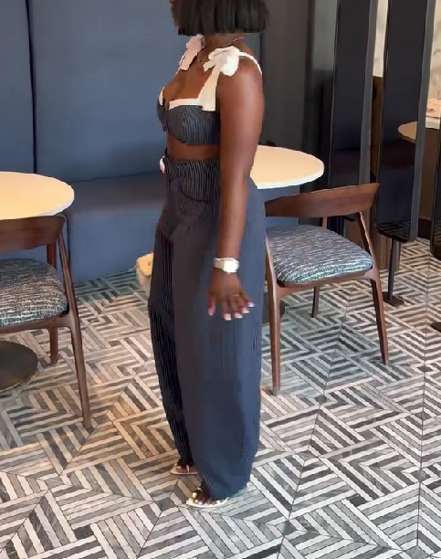 Sexy Spliced Bow Strap Waist-baring Wide-leg Pants Suit