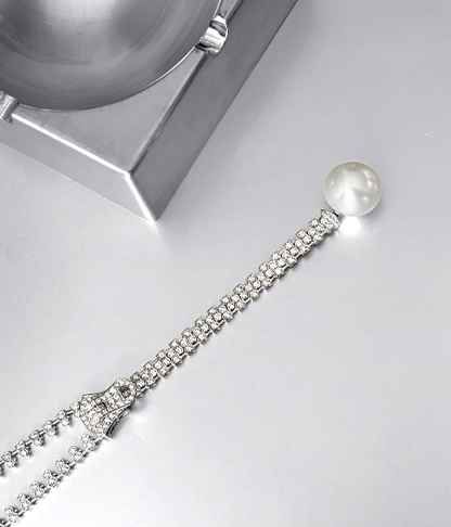 Pearl And Diamond Zip Necklace