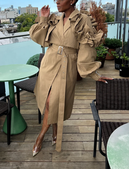 Elegant Ruffled Patchwork Lace-up Waist Coat