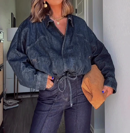 Batwing Sleeve Denim Jacket