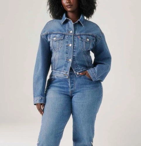 Washed Denim Long Sleeve Jacket with Lace Back