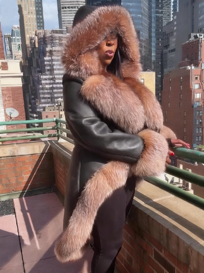 Hooded Irregular Eco-friendly Fur Coat
