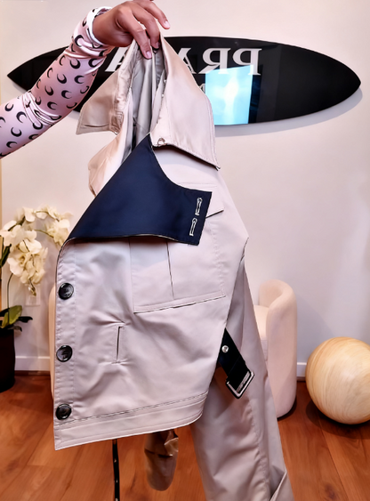 Cropped Belt Trench Jacket