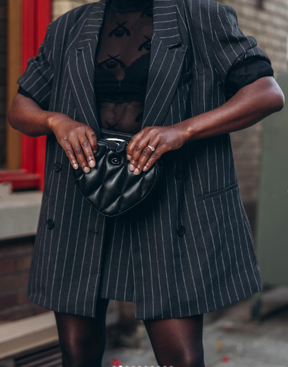 Pinstripe Oversized Double Breasted Blazer & Pleated Mini Skirt