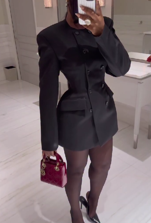 Crew Neck Double Breasted Pocket Blazer Coat