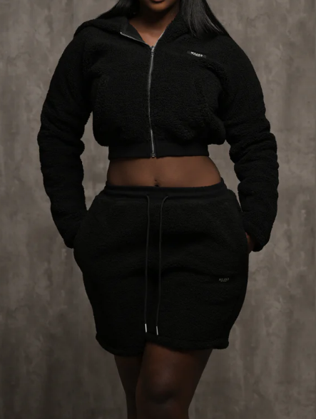 Warm Hoodie Shorts 2pc Set