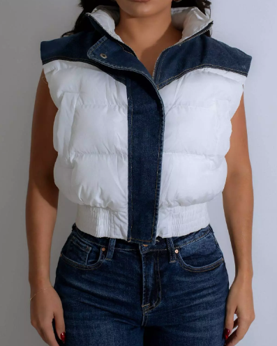 Denim Bomber Vest Jacket