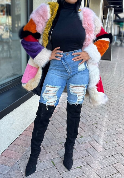 Colorful Faux Fur Jacket