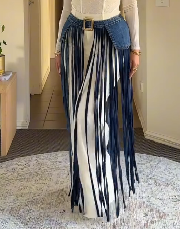 Cowgirl Denim Fringe Belt