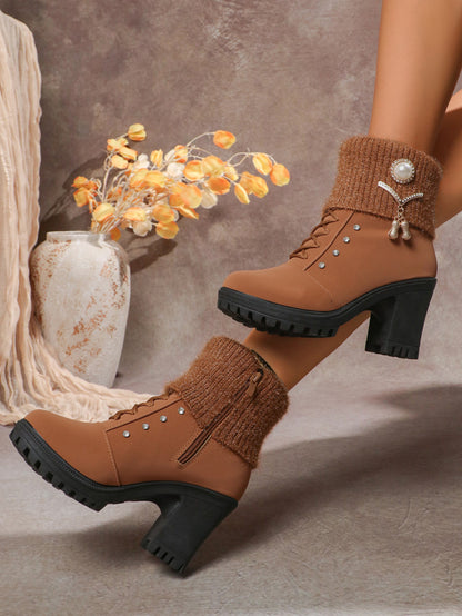 Fluffy Warm Rhinestone Ankle Snow Boots