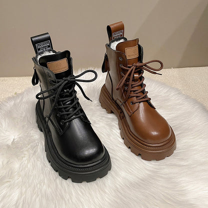 Platform Sole Double-zipper Fleece-lined Martin Boot