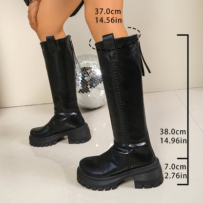 Winter Side-zip Thick-soled High-heeled Riding Boot