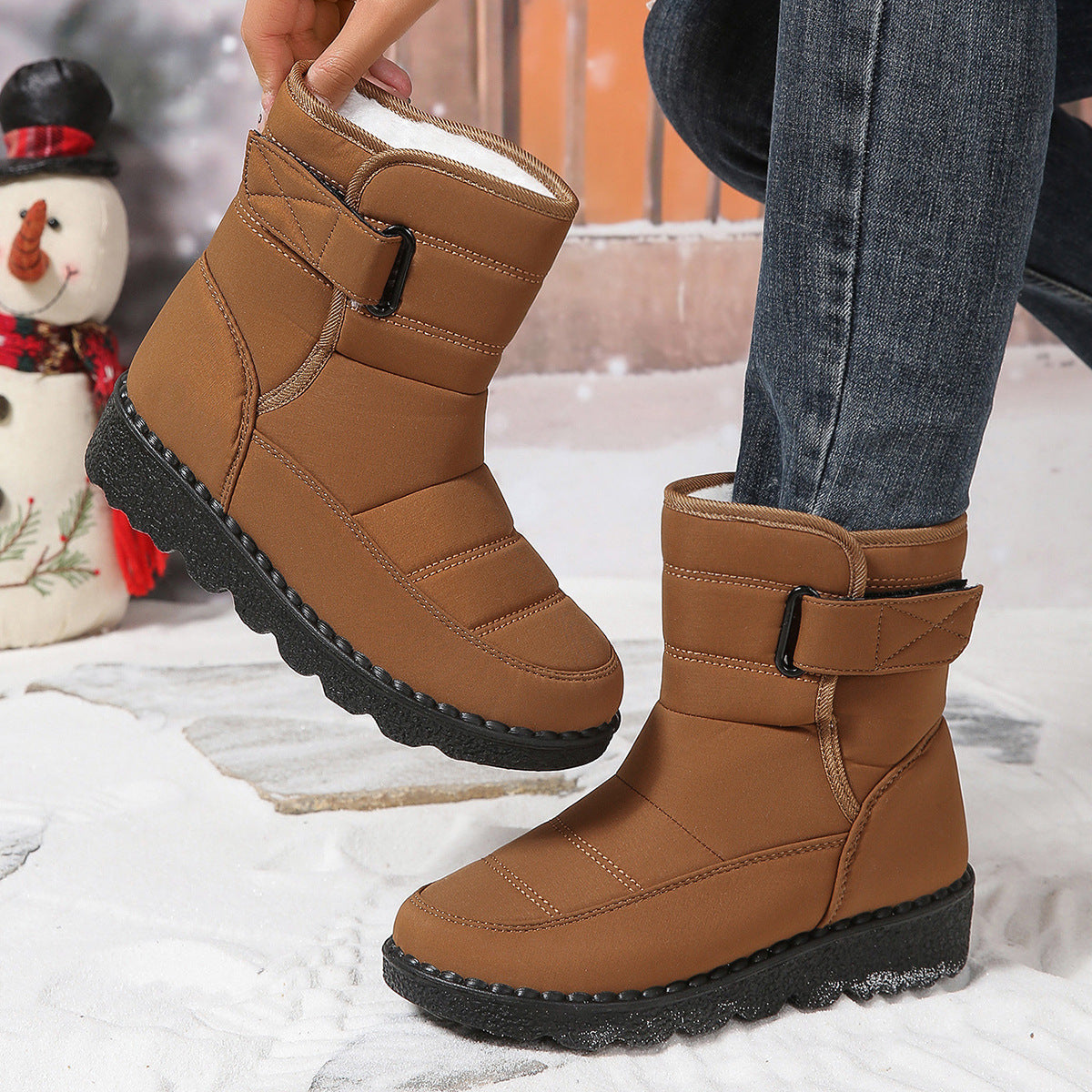 Waterproof Fleece-lined Mid-calf Snow Boot