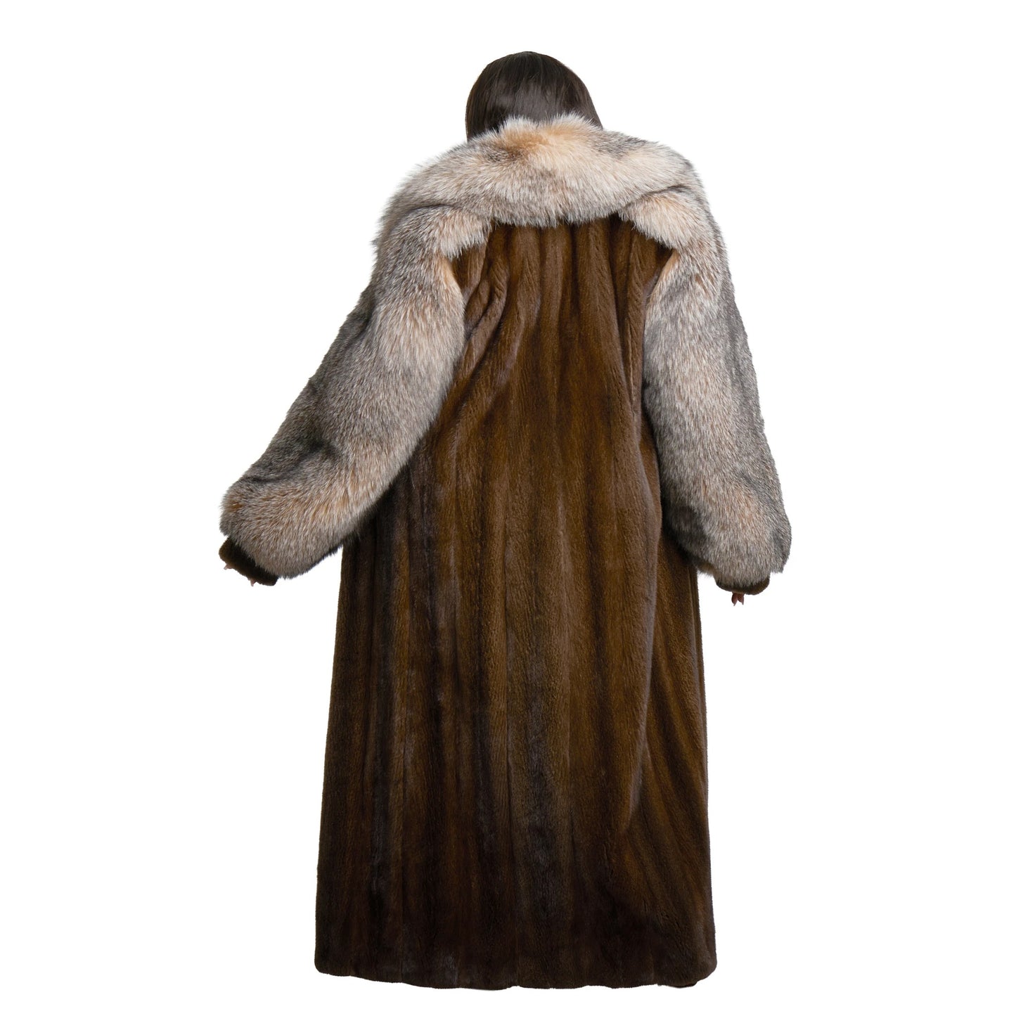 Contrast Faux Fur Long Coat