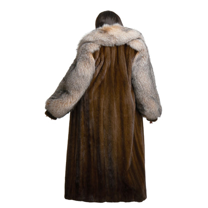 Contrast Faux Fur Long Coat