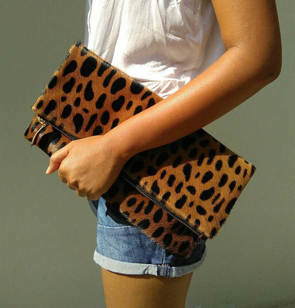 Leopard Calf Hair Zipper Handbag