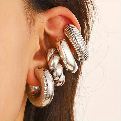 4 pcs Chunky Gold Ear Cuff Earrings