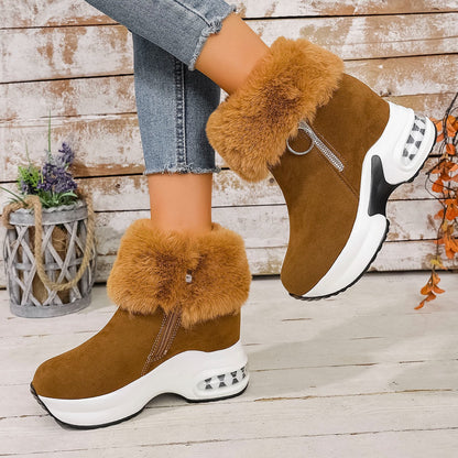 Super Warm & Cozy Thick Plush Wedge Ankle Boot