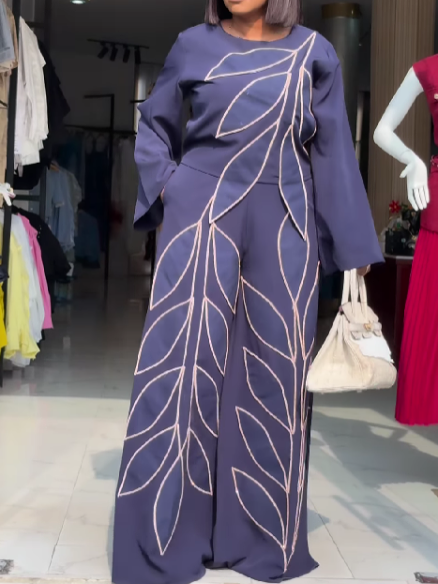 Leaf Print Pants Set