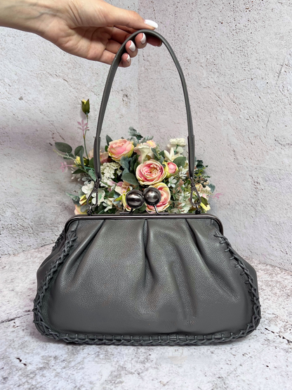 Woven Edge Leather Shoulder Bag