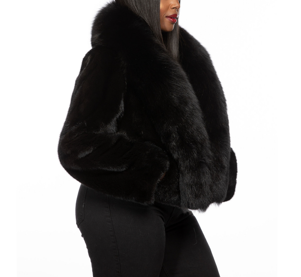 Cropped Black Fox Fur Coat