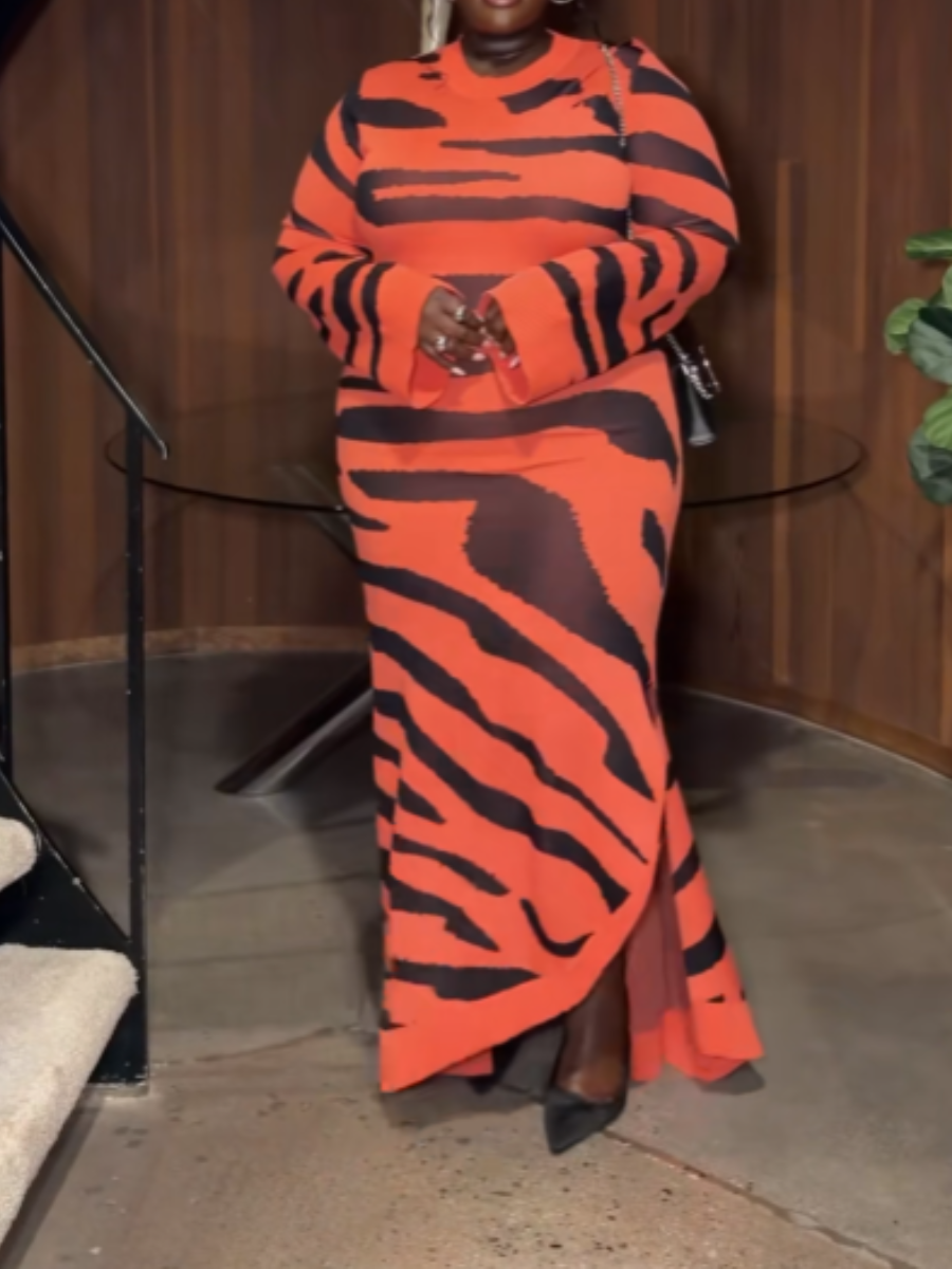 Irregular Pattern Split Dress