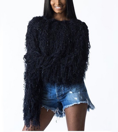 Handmade Tassel Knitted Pullover Sweater