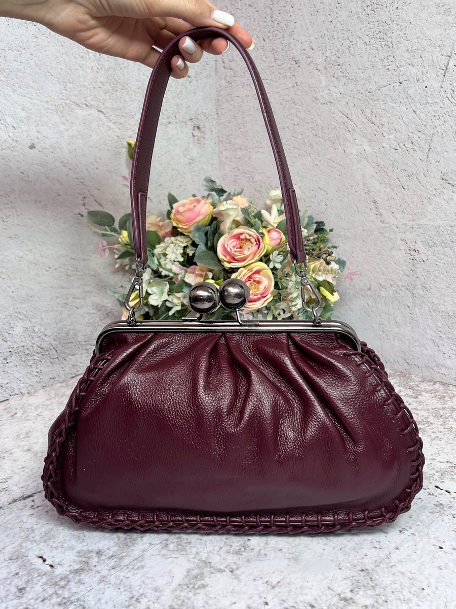 Woven Edge Leather Shoulder Bag