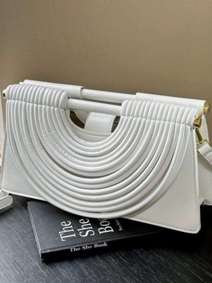 Curved Striped Handle PU Leather Bag