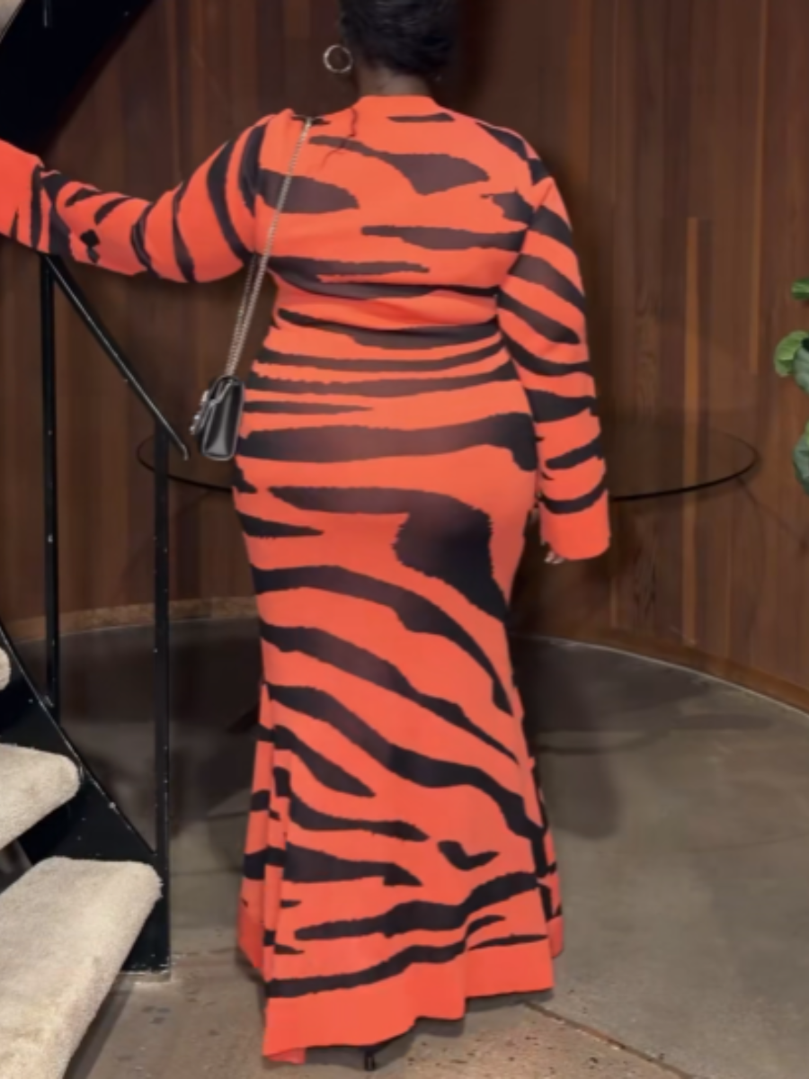 Irregular Pattern Split Dress