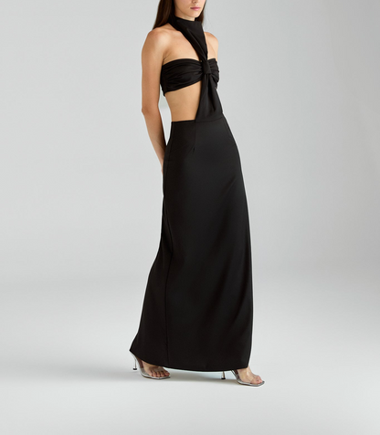 Neck-detailed Backless Maxi Dress